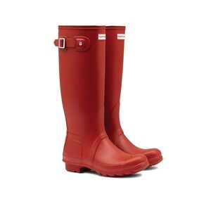 Red, hunter rain boots.